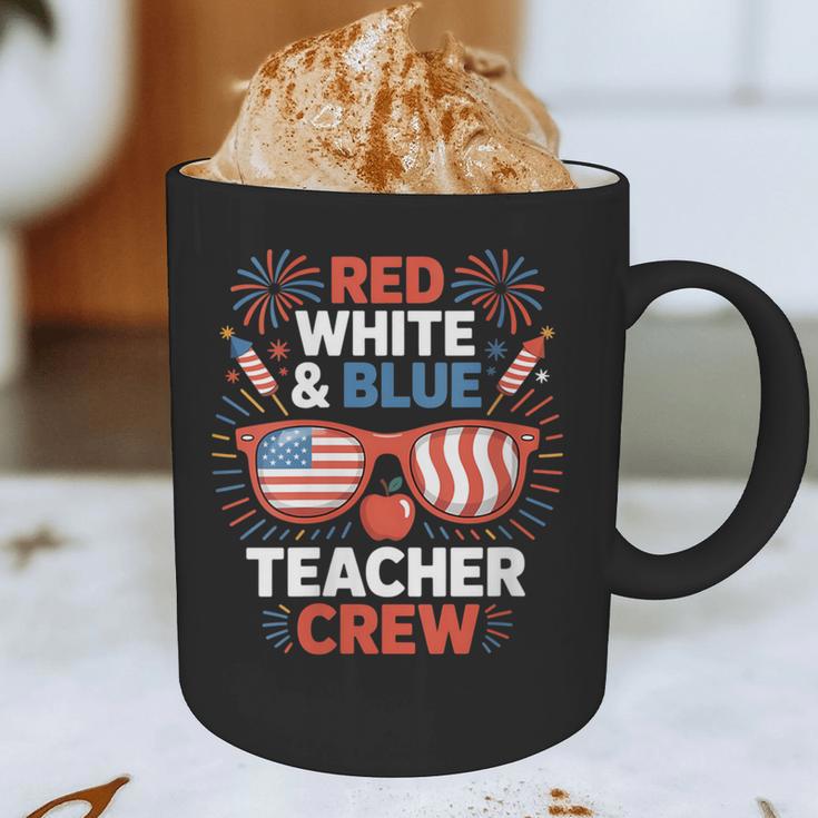 Red & Blue Teacher Crew Shirt 4th Of July Sunglasses Graphic Print Coffee Mug, novelty gifts, funny gifts