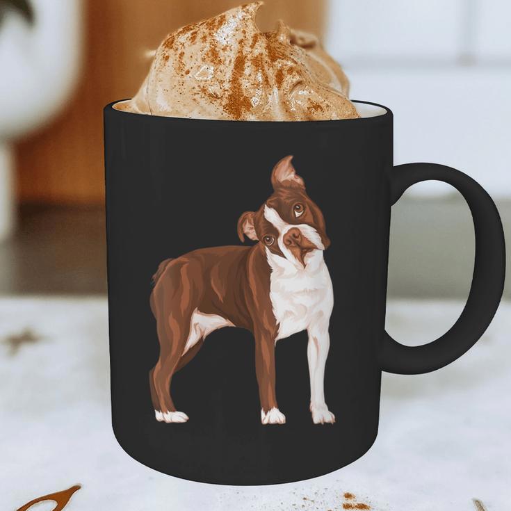 Red Boston Terrier Dog Graphic Print Coffee Mug, novelty gifts, funny gifts