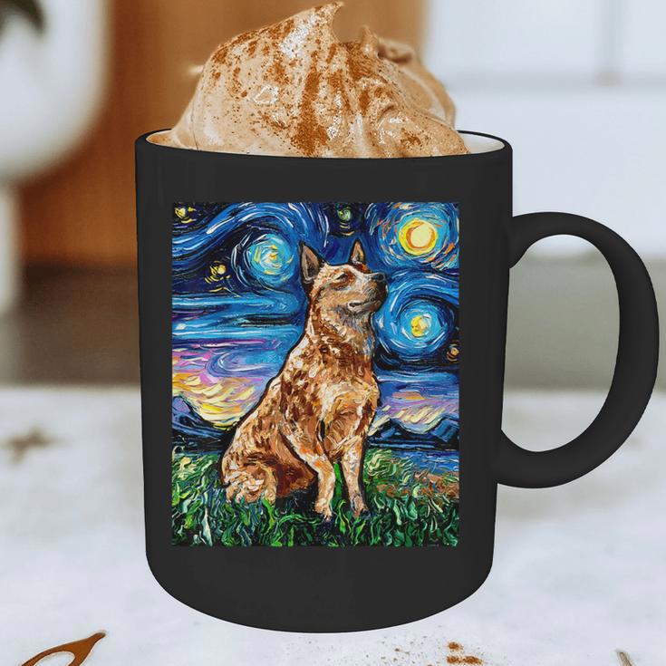 Red Heeler Starry Night Cattle Dog Colorful Art By Aja For Men Women Girls Kids Graphic Print Coffee Mug, novelty gifts, funny gifts