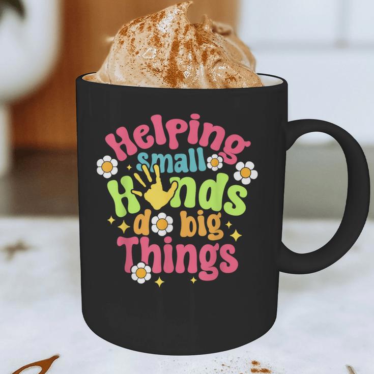Retro Helping Small Hands Do Big Things Teacher Appreciation For Men Women Graphic Print Coffee Mug, novelty gifts, funny gifts Retro Helping Small Hands Do Big Things Teacher Appreciation For Men Women Graphic Print Coffee Mug, novelty gifts, funny gifts
