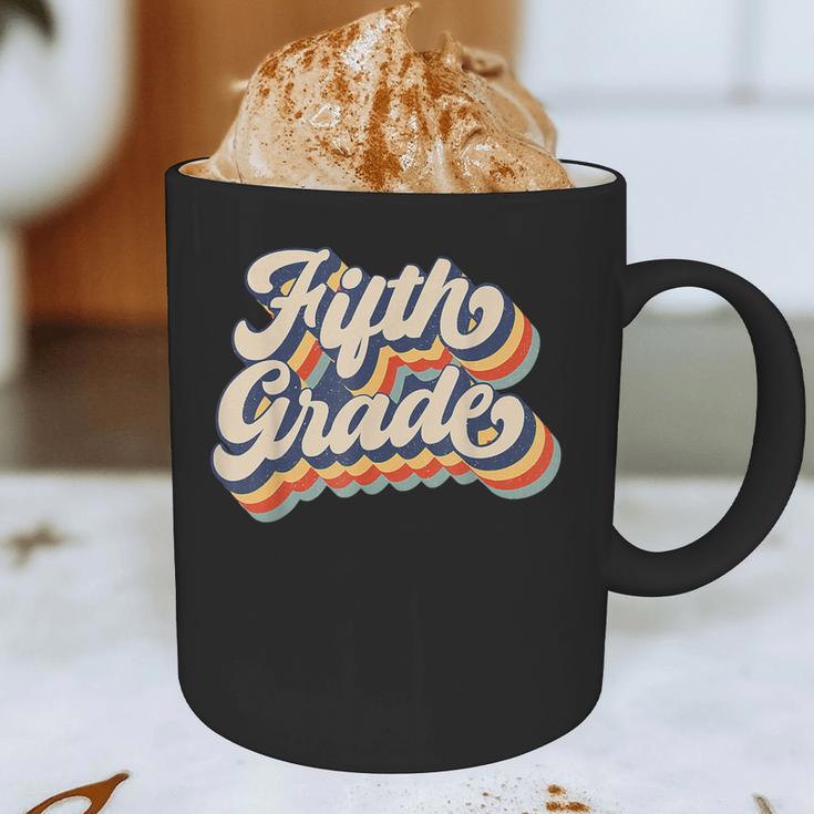 Retro Sunset Fifth Grade Teacher & Student Back To School Graphic Print Coffee Mug, novelty gifts, funny gifts