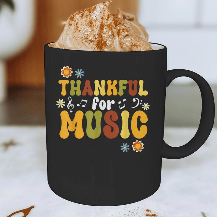 Retro Thankful For Music Floral Music Teacher Thanksgiving Men Women Graphic Print Coffee Mug, novelty gifts, funny gifts Retro Thankful For Music Floral Music Teacher Thanksgiving Men Women Graphic Print Coffee Mug, novelty gifts, funny gifts
