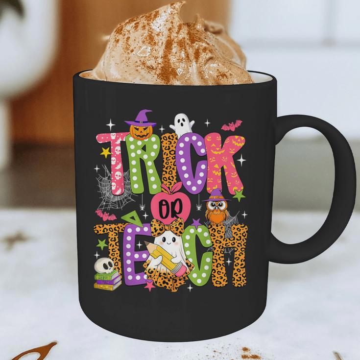 Retro Trick Or Teach Leopard Ghost Halloween Spooky Teacher Graphic Print Coffee Mug, novelty gifts, funny gifts Retro Trick Or Teach Leopard Ghost Halloween Spooky Teacher Graphic Print Coffee Mug, novelty gifts, funny gifts
