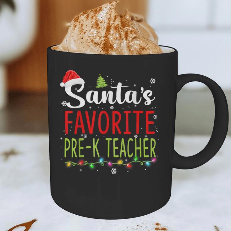 Santa's Favorite Pre-K Teacher Christmas Santa Hat Lights For Men Women Kids Graphic Print Coffee Mug, novelty gifts, funny gifts Santa's Favorite Pre-K Teacher Christmas Santa Hat Lights For Men Women Kids Graphic Print Coffee Mug, novelty gifts, funny gifts