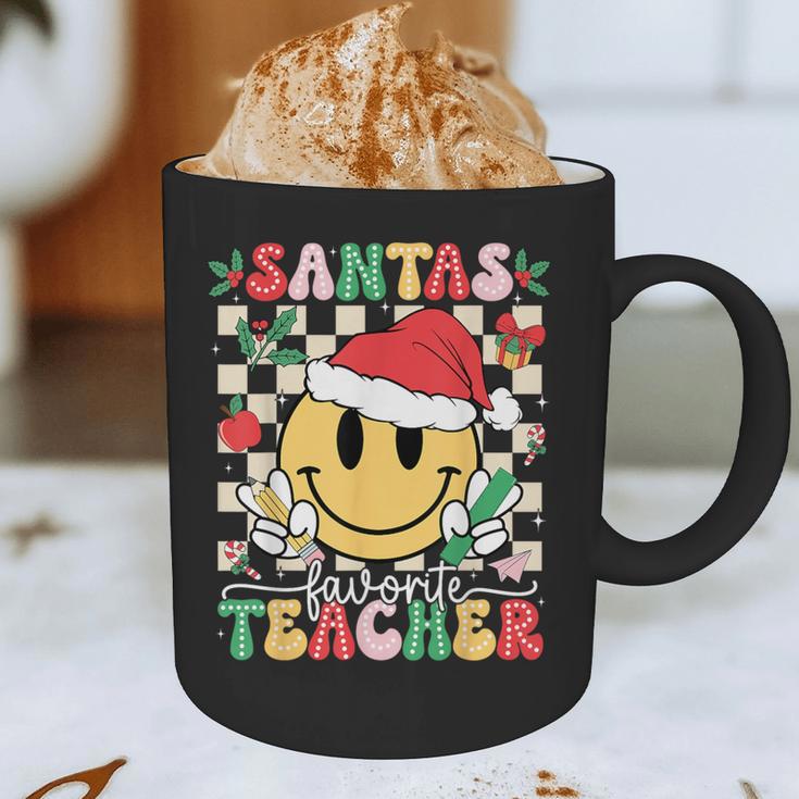 Santas Favorite Teacher Retro Groovy Smile Face Christmas Graphic Print Coffee Mug, novelty gifts, funny gifts Santas Favorite Teacher Retro Groovy Smile Face Christmas Graphic Print Coffee Mug, novelty gifts, funny gifts