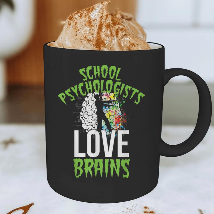 School Psychologists Love Brains Halloween Teacher Counselor Graphic Print Coffee Mug, novelty gifts, funny gifts