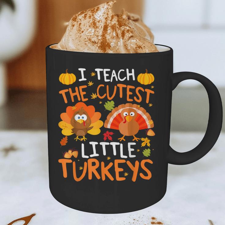 School Thankful I Teach The Cutest Little Turkeys Thanksgiving Teacher Graphic Print Coffee Mug, novelty gifts, funny gifts