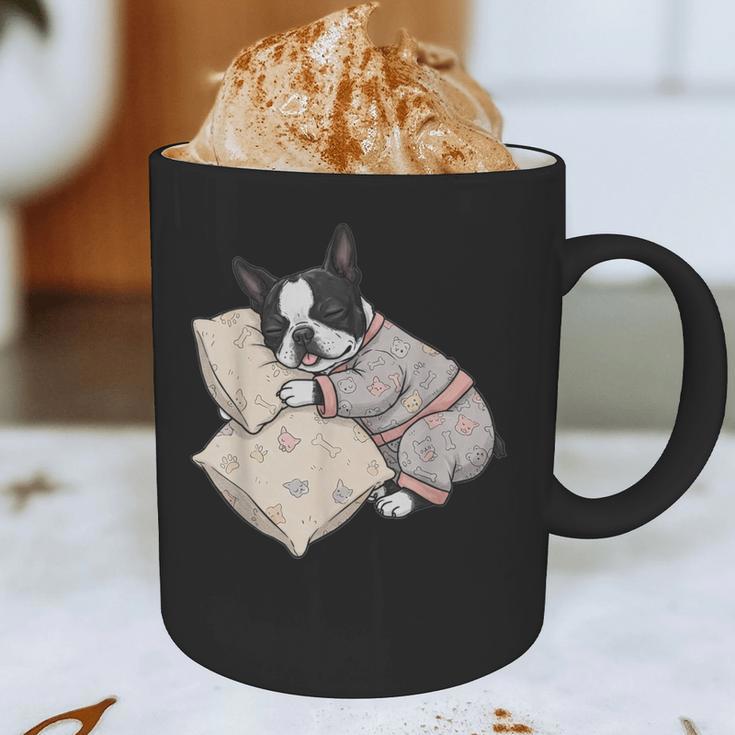 Sleepy Boston Terrier Pajama Men Women Kids Graphic Print Coffee Mug, novelty gifts, funny gifts
