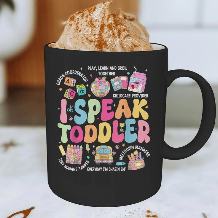 I Speak Toddler Back To School Teacher Graphic Print Coffee Mug, novelty gifts, funny gifts
