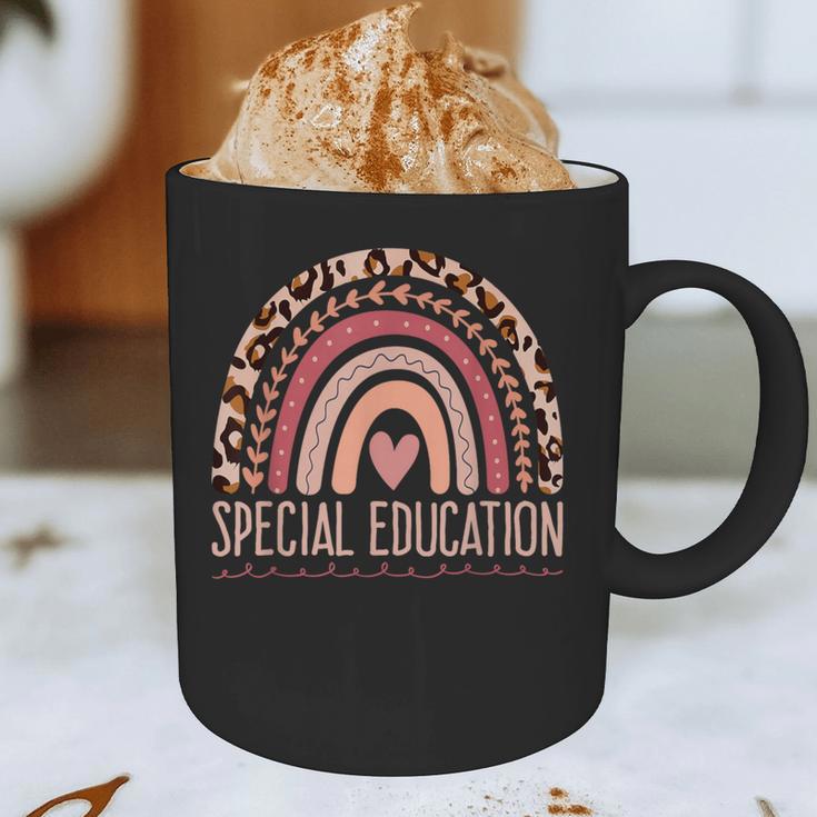 Special Education Shirt Teacher SPED Leopard Boho Rainbow Graphic Print Coffee Mug, novelty gifts, funny gifts