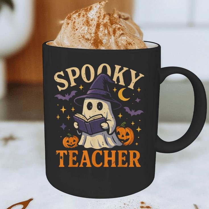 Spooky Teacher Halloween Cute Ghost Pumpkin Reading Women Graphic Print Coffee Mug, novelty gifts, funny gifts