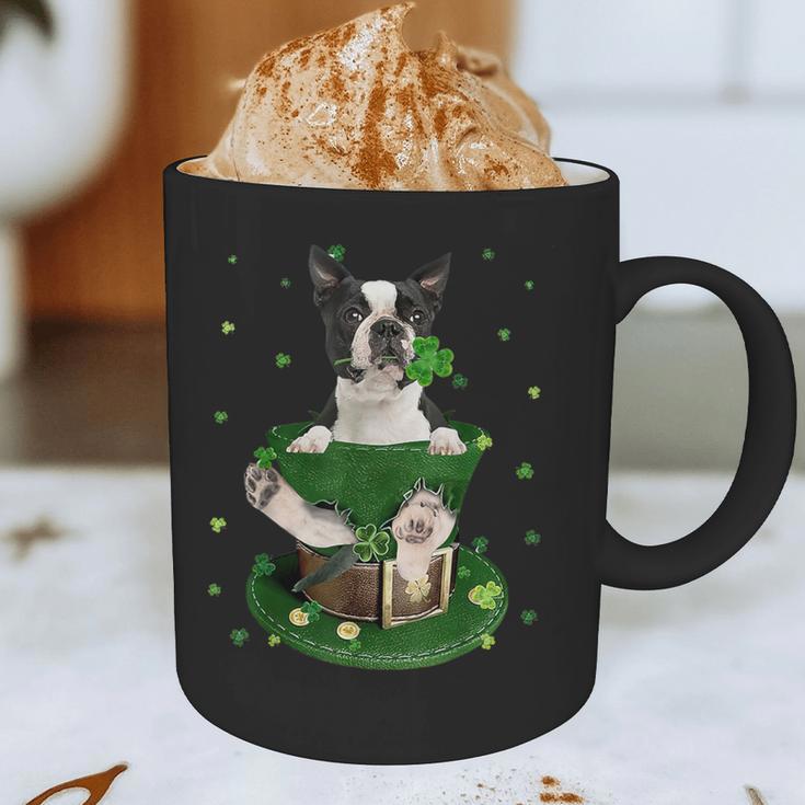 St Patrick's Day Leprechaun Boston Terrier Dog Shamrock For Men Women Kids Graphic Print Coffee Mug, novelty gifts, funny gifts