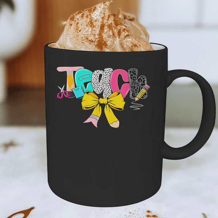 Teach Coquette Bow Teacher Back To School Happy First Day Graphic Print Coffee Mug, novelty gifts, funny gifts Teach Coquette Bow Teacher Back To School Happy First Day Graphic Print Coffee Mug, novelty gifts, funny gifts