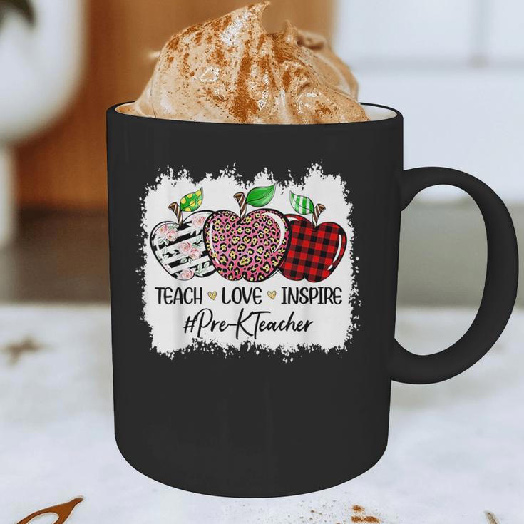 Teach Love Inspire Pre-k Teacher Apple Leopard Red Plain Graphic Print Coffee Mug, novelty gifts, funny gifts