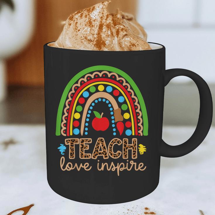 Teach Love Inspire Rainbow Leopard Cheetah Print Teacher Graphic Print Coffee Mug, novelty gifts, funny gifts Teach Love Inspire Rainbow Leopard Cheetah Print Teacher Graphic Print Coffee Mug, novelty gifts, funny gifts