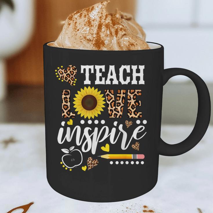 TEACH LOVE INSPIRE Teacher Sunflower Appreciation Graphic Print Coffee Mug, novelty gifts, funny gifts