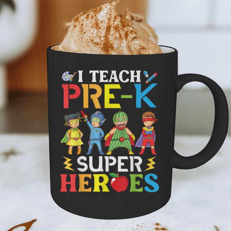 I Teach Pre-K Superheroes Students Teacher Back To School Graphic Print Coffee Mug, novelty gifts, funny gifts