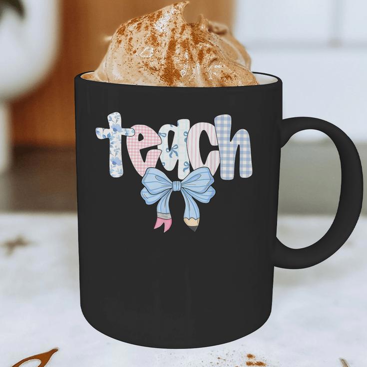Teach Teacher Coquette Bow Pencil Back To School First Day Graphic Print Coffee Mug, novelty gifts, funny gifts Teach Teacher Coquette Bow Pencil Back To School First Day Graphic Print Coffee Mug, novelty gifts, funny gifts