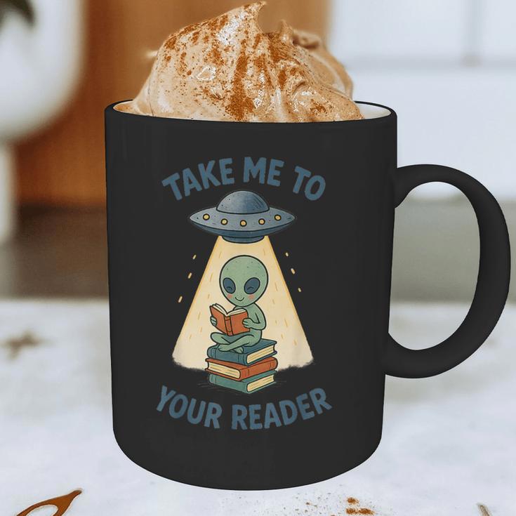 Teacher Alien Books UFO Reading Take Me To Your Reader Graphic Print Coffee Mug, novelty gifts, funny gifts