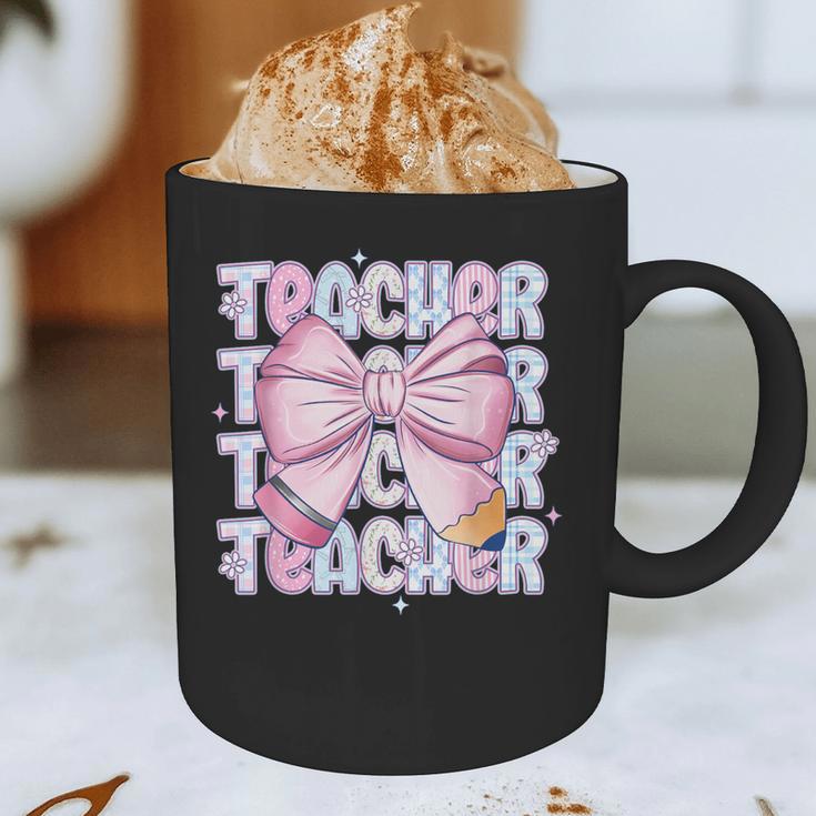 Teacher Bow Pencil Flowers Teacher Back To School Graphic Print Coffee Mug, novelty gifts, funny gifts Teacher Bow Pencil Flowers Teacher Back To School Graphic Print Coffee Mug, novelty gifts, funny gifts
