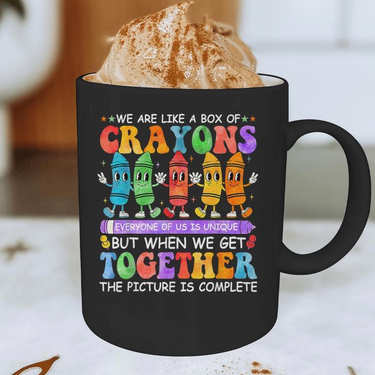 Teacher We Are Like A Box Of Crayons Back To School Men Women Kids Graphic Print Coffee Mug, novelty gifts, funny gifts