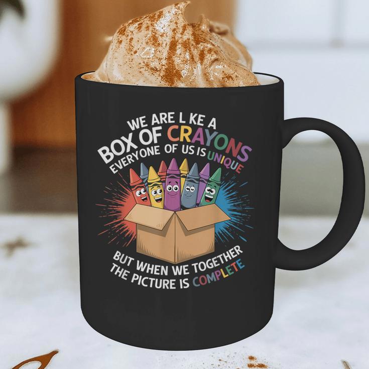 Teacher We Are Like a Box Of Crayons Graphic Print Coffee Mug, novelty gifts, funny gifts