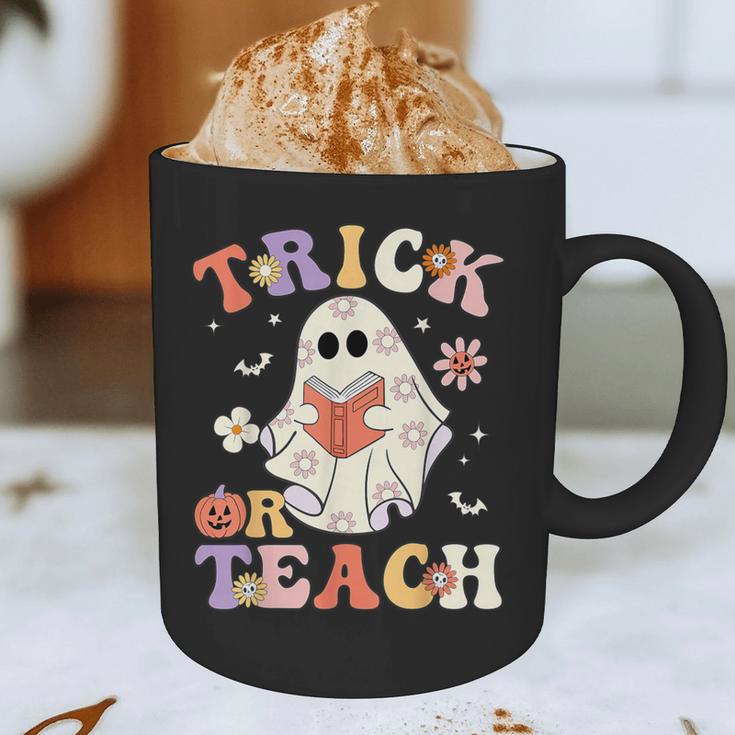 Teacher Halloween Trick Or Teach Floral Ghost Graphic Print Coffee Mug, novelty gifts, funny gifts