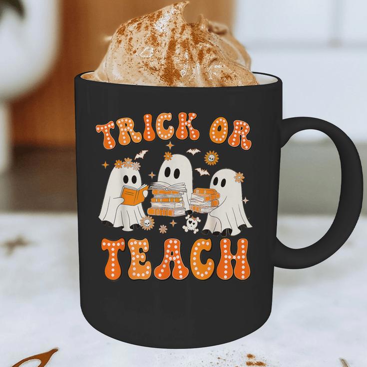 Teacher Halloween Trick Or Teach Retro Groovy Floral Ghost Graphic Print Coffee Mug, novelty gifts, funny gifts Teacher Halloween Trick Or Teach Retro Groovy Floral Ghost Graphic Print Coffee Mug, novelty gifts, funny gifts