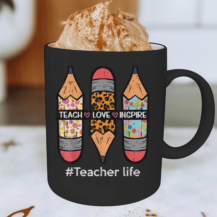 Teacher Life Teach Love Inspire Pencils Inspirational Women Graphic Print Coffee Mug, novelty gifts, funny gifts Teacher Life Teach Love Inspire Pencils Inspirational Women Graphic Print Coffee Mug, novelty gifts, funny gifts