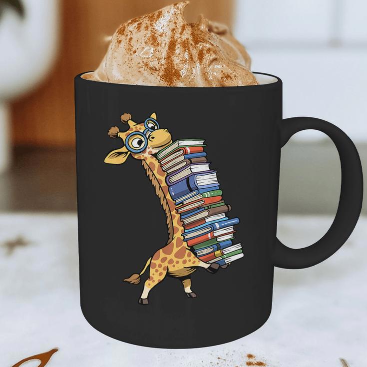 Teacher Shirt Giraffe Holding Books Bookworm Librarian Graphic Print Coffee Mug, novelty gifts, funny gifts