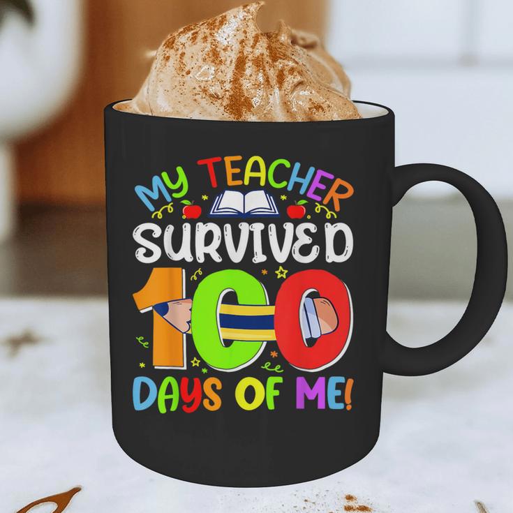 My Teacher Survived 100 Days Of Me 100 Days Of School Graphic Print Coffee Mug, novelty gifts, funny gifts