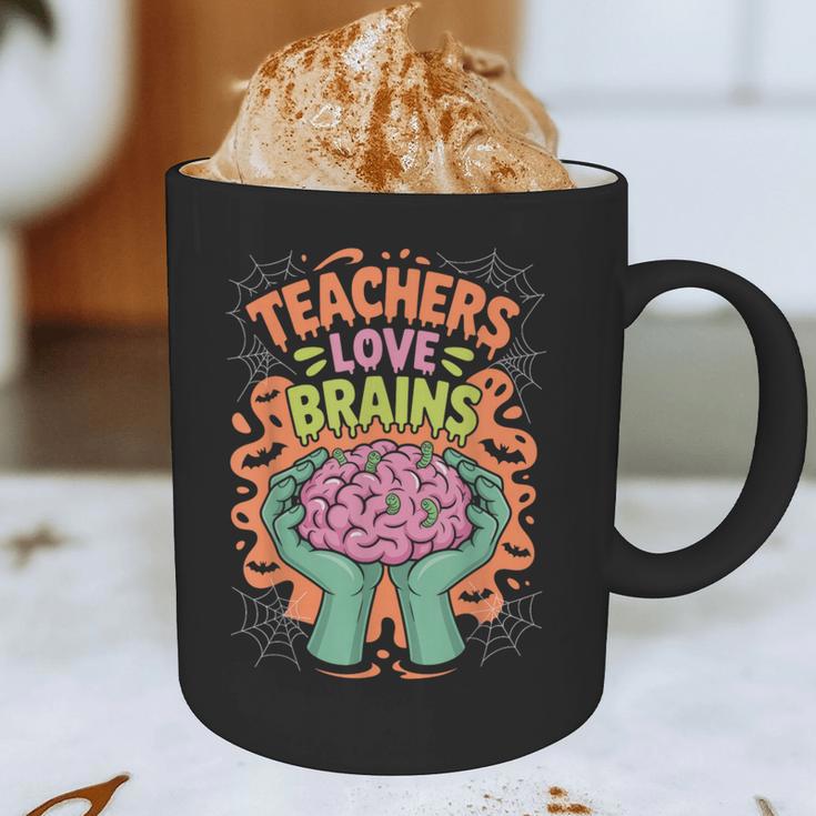 Teacher Teachers Love Brains Halloween Men Women Graphic Print Coffee Mug, novelty gifts, funny gifts