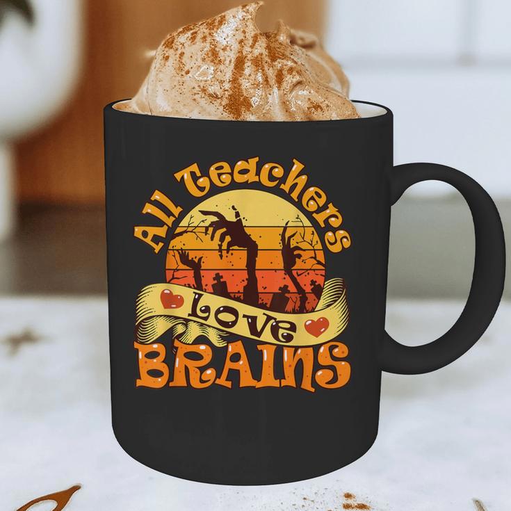 Teacher All Teachers Love Brains Halloween Party Graphic Print Coffee Mug, novelty gifts, funny gifts