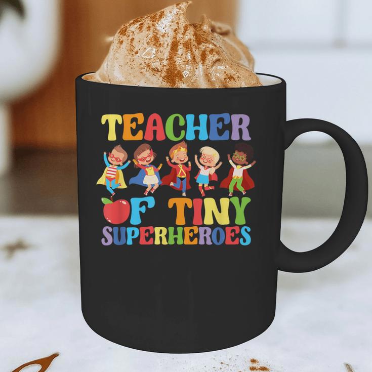 Teacher Of Tiny Superheroes Teach 100th Day Of School Graphic Print Coffee Mug, novelty gifts, funny gifts