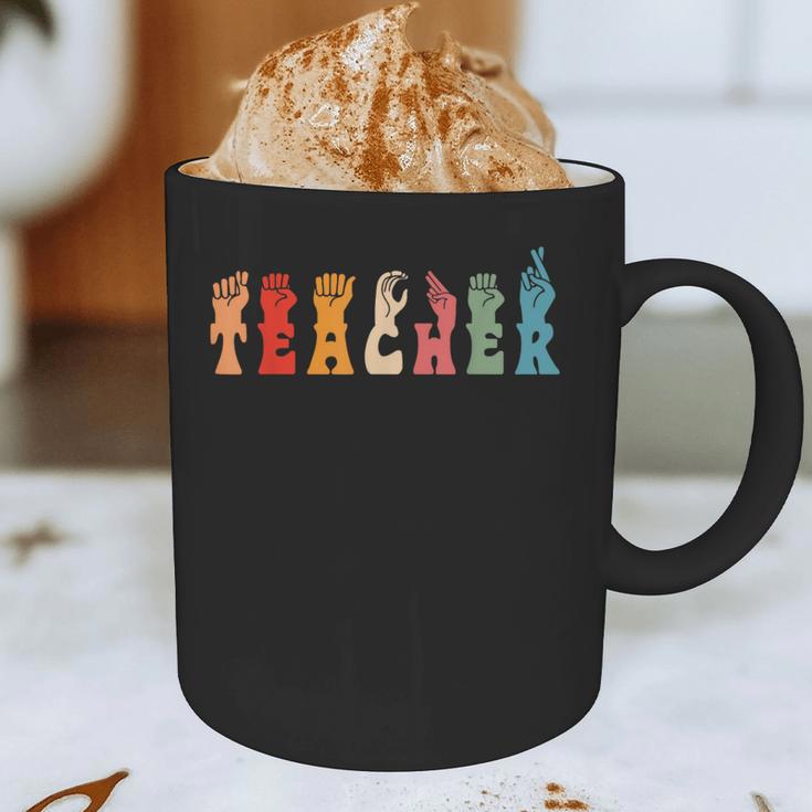 Teacher Word In Sign Language Awareness ASL Back To School Graphic Print Coffee Mug, novelty gifts, funny gifts Teacher Word In Sign Language Awareness ASL Back To School Graphic Print Coffee Mug, novelty gifts, funny gifts