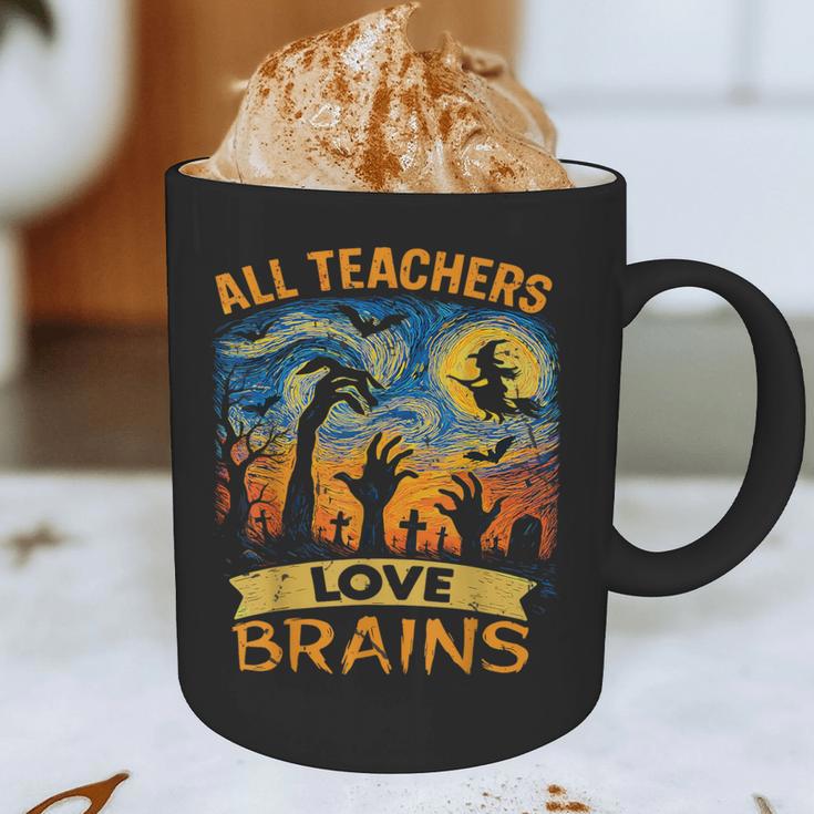 All Teachers Love Brains Shirt Teacher Halloween Tee Graphic Print Coffee Mug, novelty gifts, funny gifts