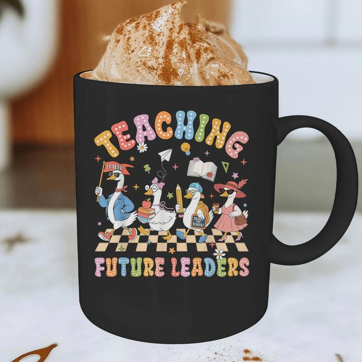 Teaching Future Leaders Teacher Back To School Cute Goose Graphic Print Coffee Mug, novelty gifts, funny gifts