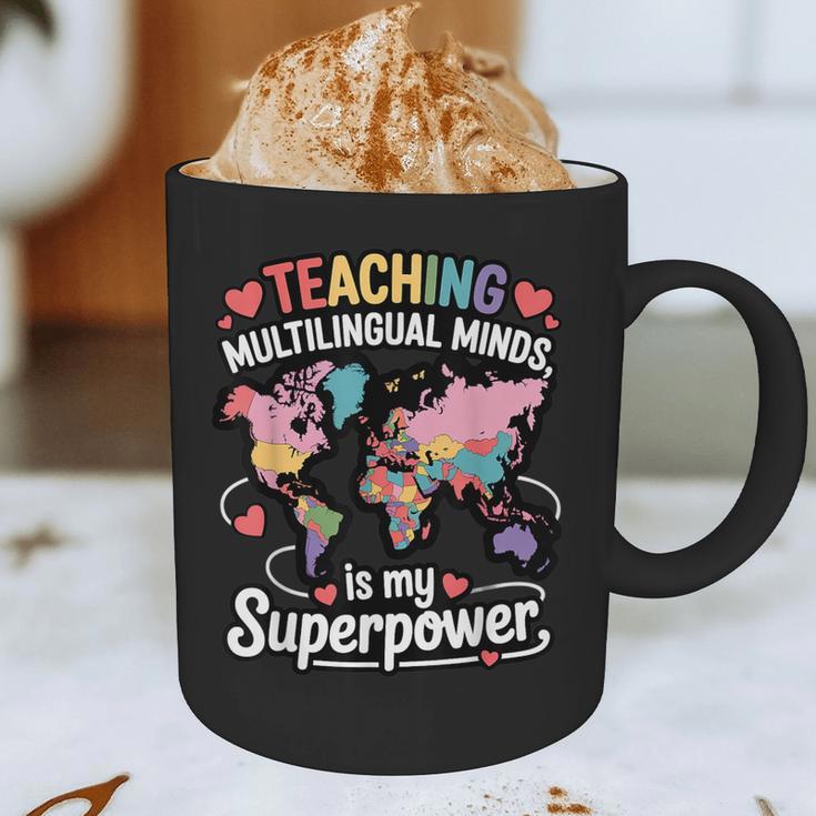 Teaching Multilingual Minds Learners English ESL Teacher Graphic Print Coffee Mug, novelty gifts, funny gifts
