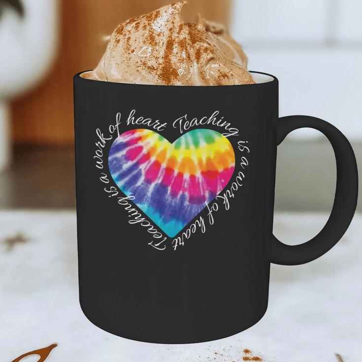 Teaching Is a Work Of Heart Tie Dye Hippie For Teacher For Men Women Girls Kids Graphic Print Coffee Mug, novelty gifts, funny gifts