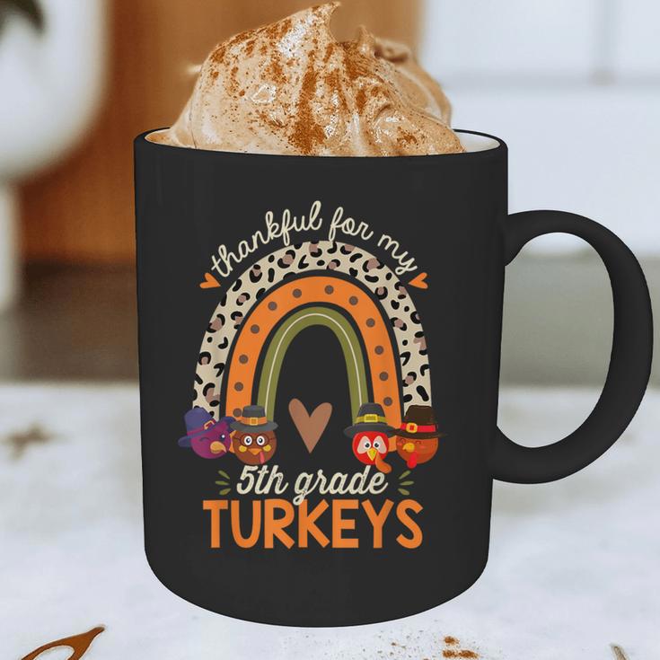 Thankful For My 5th Grade Turkeys Thanksgiving Teacher Graphic Print Coffee Mug, novelty gifts, funny gifts