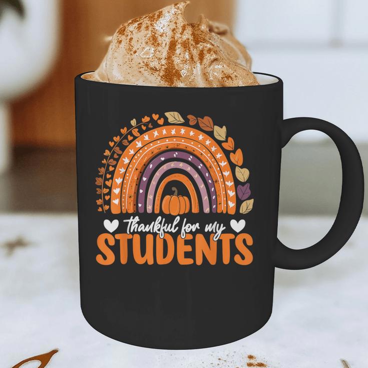 Thankful For My Students Teacher Thanksgiving School Fall Graphic Print Coffee Mug, novelty gifts, funny gifts