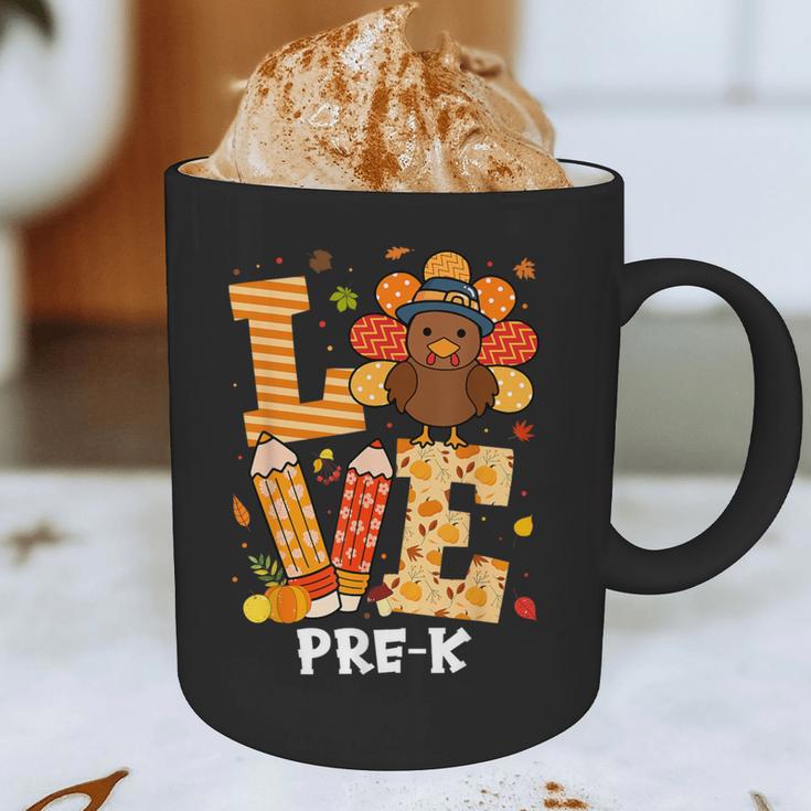 Thanksgiving Love Pre-K Teacher Turkey Autumn Fall For Men Women Girls Kids Graphic Print Coffee Mug, novelty gifts, funny gifts