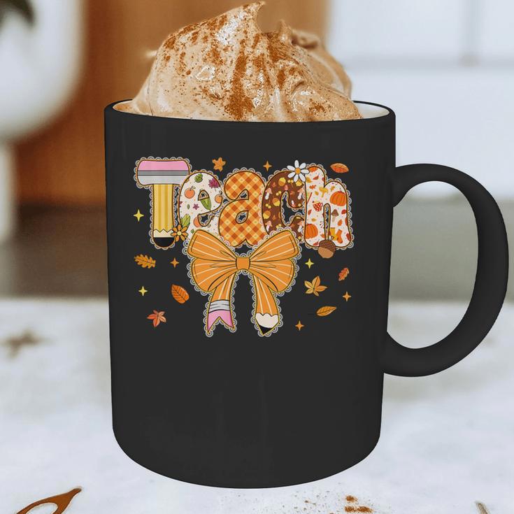 Thanksgiving Teacher Pencil Bow One Thankful Teacher Fall Graphic Print Coffee Mug, novelty gifts, funny gifts Thanksgiving Teacher Pencil Bow One Thankful Teacher Fall Graphic Print Coffee Mug, novelty gifts, funny gifts