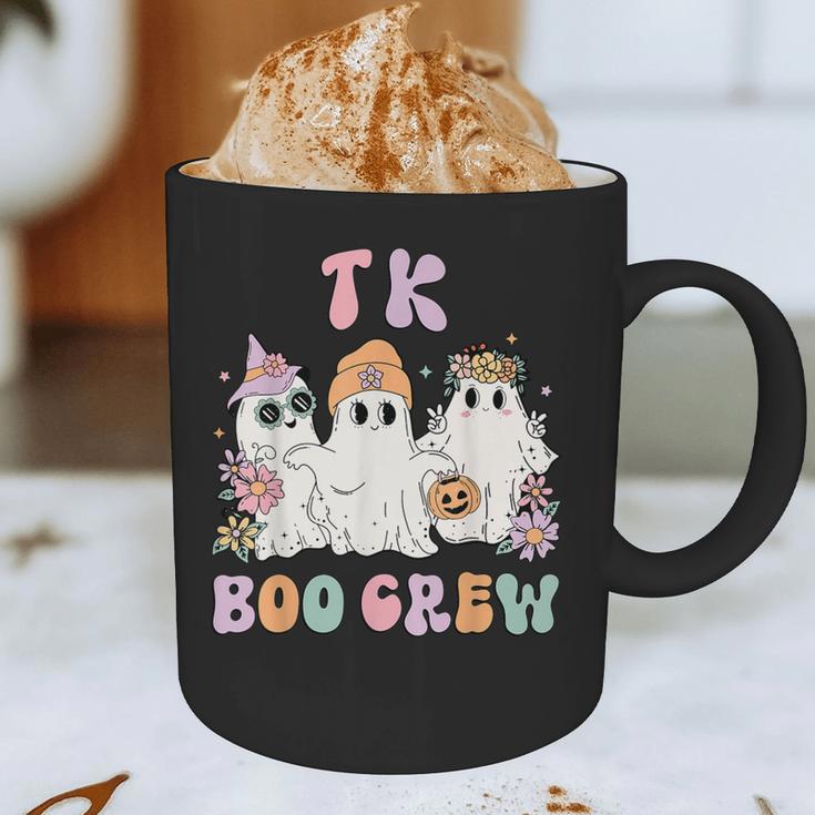 TK Boo Crew Retro Groovy Halloween Floral Ghost TK Teacher Graphic Print Coffee Mug, novelty gifts, funny gifts