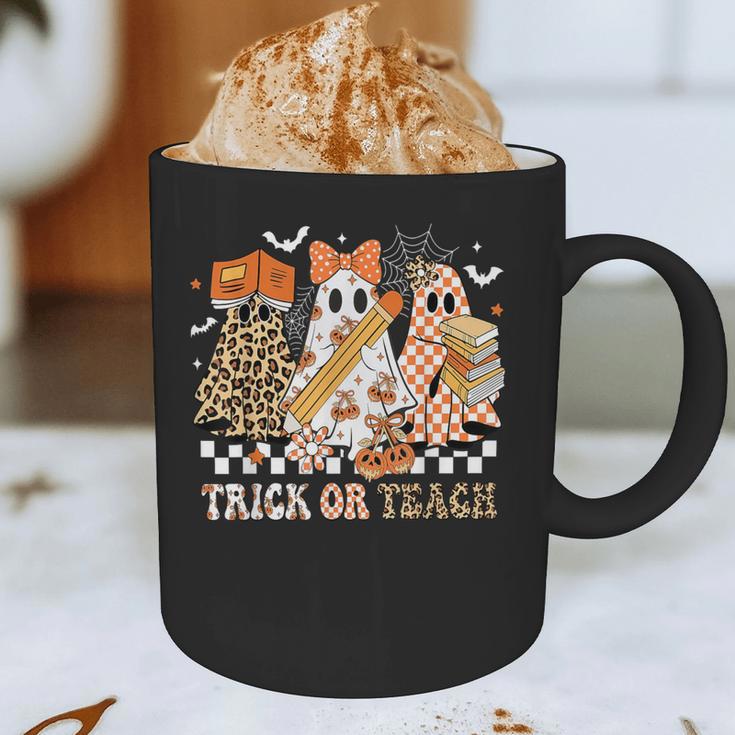 Trick Or Teach Groovy Teacher Halloween Floral Ghost Graphic Print Coffee Mug, novelty gifts, funny gifts Trick Or Teach Groovy Teacher Halloween Floral Ghost Graphic Print Coffee Mug, novelty gifts, funny gifts