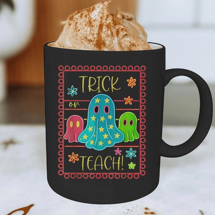 Trick Or Teach Neon Ghost Flower Teacher Spooky Halloween Graphic Print Coffee Mug, novelty gifts, funny gifts Trick Or Teach Neon Ghost Flower Teacher Spooky Halloween Graphic Print Coffee Mug, novelty gifts, funny gifts