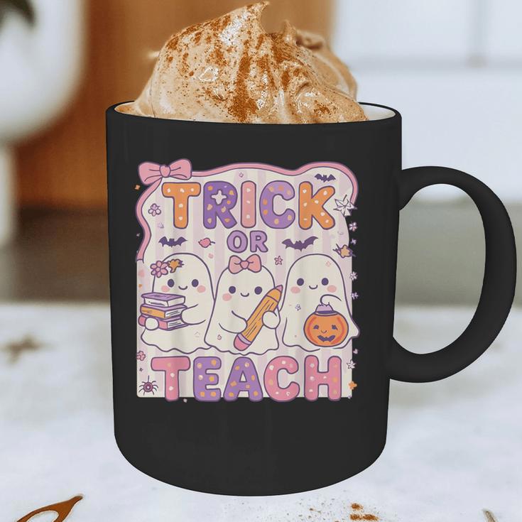 Trick Or Teach Retro Halloween Teacher Look Graphic Print Coffee Mug, novelty gifts, funny gifts Trick Or Teach Retro Halloween Teacher Look Graphic Print Coffee Mug, novelty gifts, funny gifts