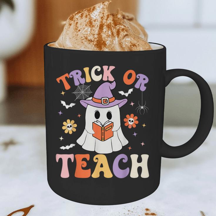 Trick Or Teach Teacher Groovy Ghost Halloween Teacher Graphic Print Coffee Mug, novelty gifts, funny gifts Trick Or Teach Teacher Groovy Ghost Halloween Teacher Graphic Print Coffee Mug, novelty gifts, funny gifts