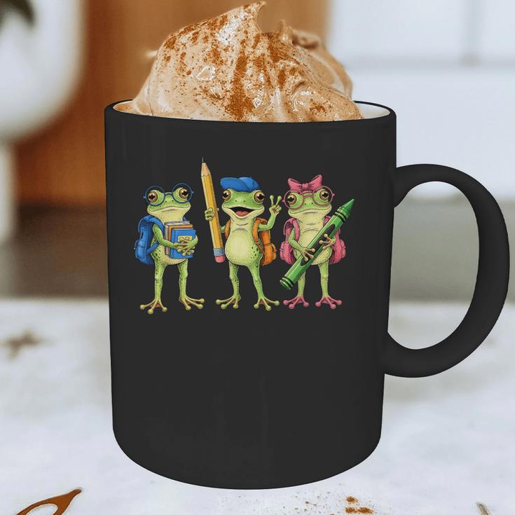Trio Cute Frogs Welcome Back To School Teachers Girls Boys Graphic Print Coffee Mug, novelty gifts, funny gifts