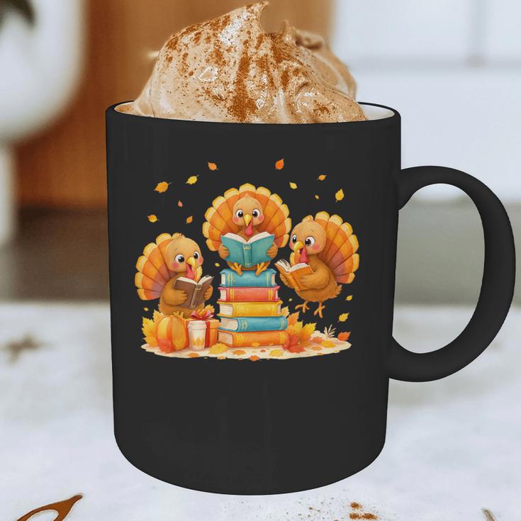 Turkey Read Books Reading Fall Thanksgiving Teacher Graphic Print Coffee Mug, novelty gifts, funny gifts